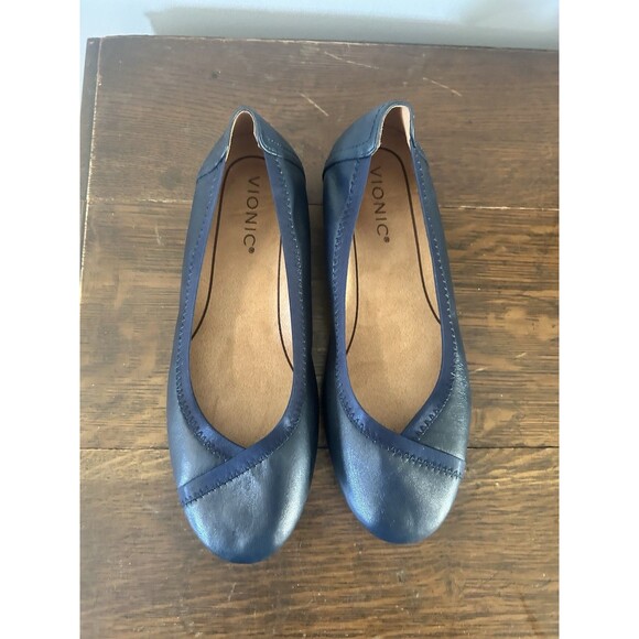 Vionic CAROLL Ballet Flat Shoes Navy Blue Arch Support Size 7.5 Preppy Classic - Picture 3 of 8